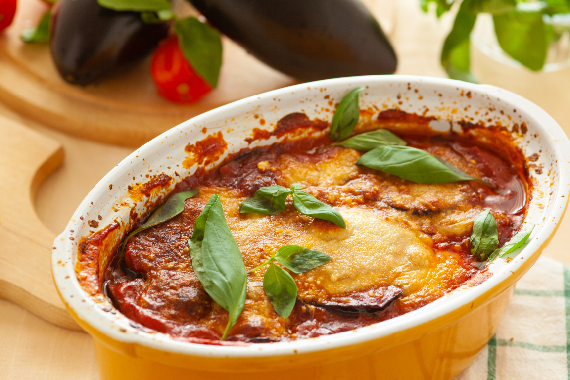 parmigiana di melanzane con pollo